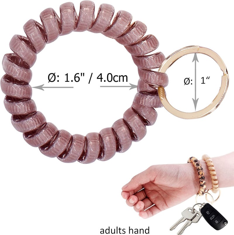 BIHRTC 6PCS Wrist Coil Key Chain Spring Flexible Spiral Wrist Bracelet Wristlet Elastic Stretchable Bracelet Wristband Key Chain Bracelets for Gym Pool Outdoor Sauna Key Ring - Image 2